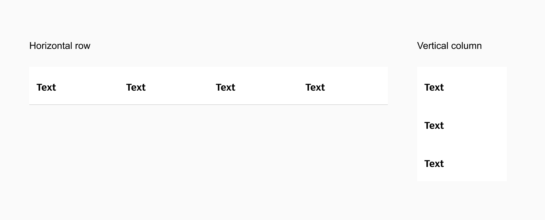 examples of how to display vertical and horizontal header cells